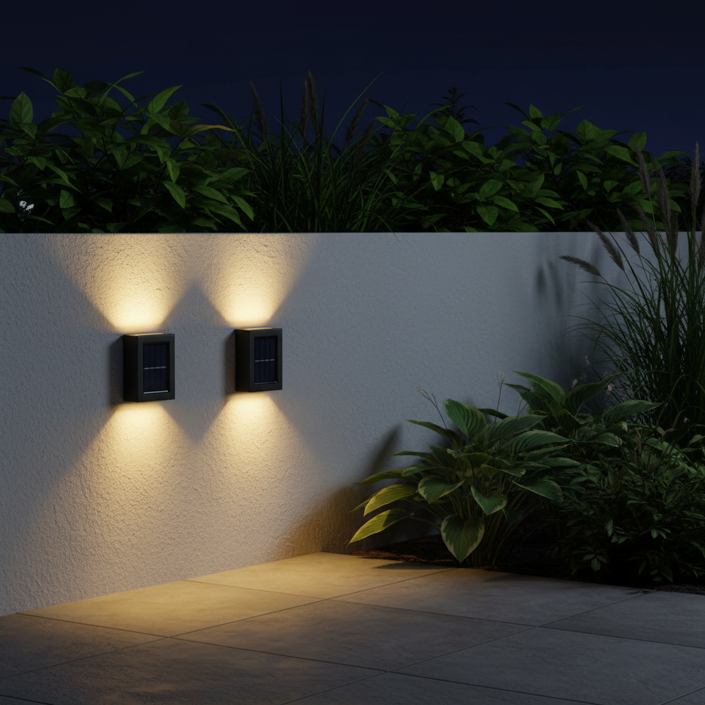 Aplique solar jardín con plantas luz cálida