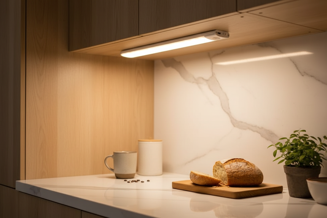 Barra LED bajo mueble cocina